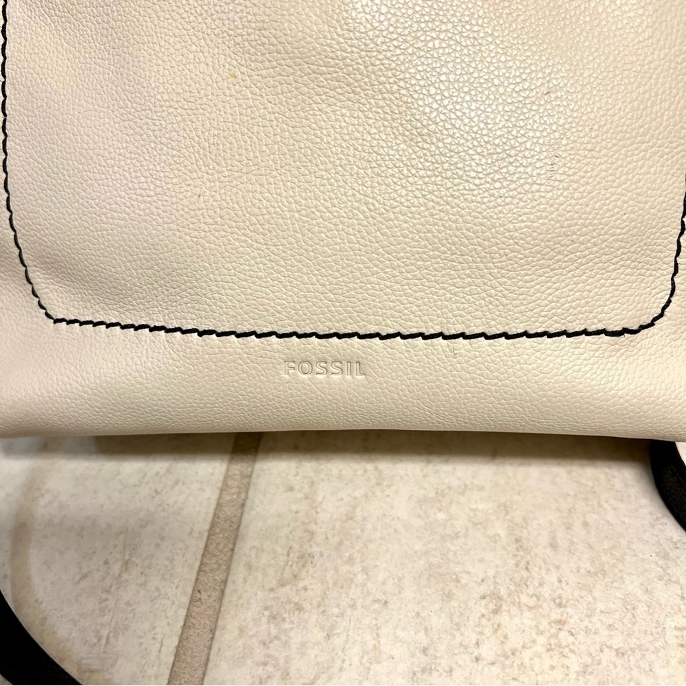 Fossil Amelia Python White Leather Crossbody Hand… - image 3